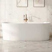 Vermont Gloss White Oval Acrylic Freestanding Bath & Wall Mixer Set